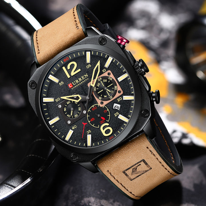 CURREN Top Original Brand Quartz Men s Watch Fashion Leather Date Clock Casual Luminous Chrono Design 30M Waterproof Men Watch Lazada