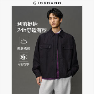 Giordano Men Woven Shirt Jacket with Lapel Cargo Pockets & Brand Embroidery Free Shipping 12045008