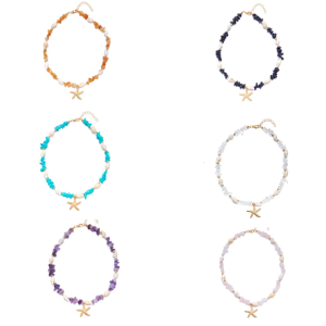 Trendy Oceanic Necklace Adjustable Allergy Resistant Chain Crushed Stone Accent Ideal Beach Accessory For Women