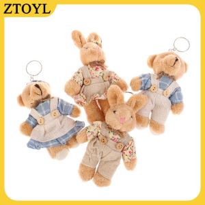 ZTOYL Dễ thương mặc quần áo gấu Đồ chơi sang trọng phim hoạt hình thỏ Mặt dây chuyền mềm nhồi búp bê Keychain Ba lô xe Túi Chìa Khóa Vòng trang trí Kid Quà Tặng