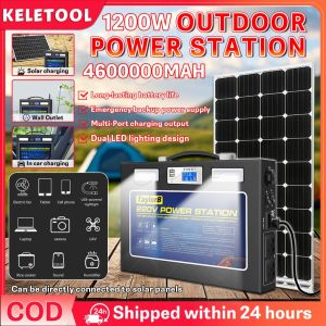1200W Solar Power Station Portable Solar Camping Generator Large Capacity Power Station Handheld Battery Power Bank Camping Outdoor