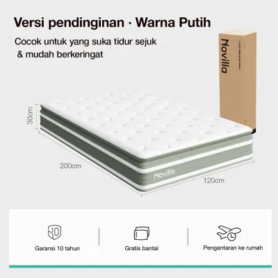 Novilla Kasur Springbed 30cm Pocket Spring Independen Sensasi Pendinginan Tiga Kali - FREE Bantal | Ukuran 90x200 120x200 160x200 180x200