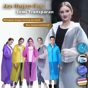 E-LINK  Jas Hujan Eva Raincoat Dewasa Transparan / Mantel Hujan Korea Poncho Terusan Tebal