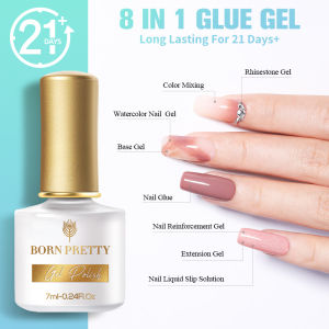 BORN PRETTY 10ml 8-in-1 Glue Gel Function Gel Nail Extension Gel 24pcs Fake Nails UV Lamp Nail Art Gel Multipurpose Gel