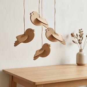 STAR-GIRL 3 PCS Handmade DIY Bird Ornament Animal 3D Wooden Bird Decoration Home Decorations Children Education Tools Bird Hanging Anniversary