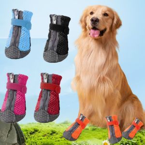 R1A9M 4Pcs Comfortable Pet Dog Shoes Breathable Anti-slip Dog Mesh Shoes Durable Protective Dog Footwear for Small Medium Dogs