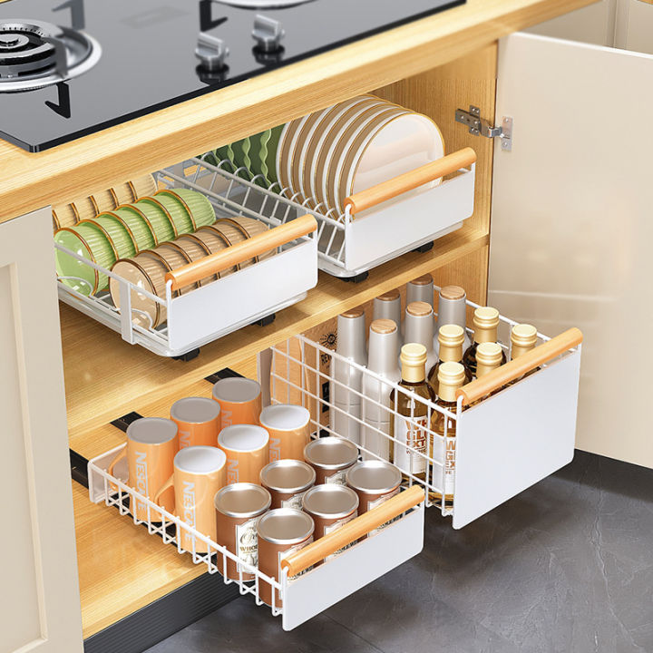 Kitchen Pullout Dish Storage Rack Dish Rack Pullout Basket