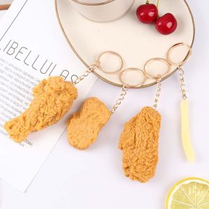 TIMIA Funny Simulation Chicken Nuggets French Fries Fried Chicken Legs Bag Pendants Key Rings Imitation Food Keychains Food Pendant Key Chains