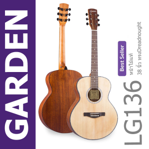 กีต้าร์โปร่ง GRADEN รุ่น LG136 (หน้าไม้แท้เคลือบด้านทั้งตัว)คอเว้าและคอเต็ม ขนาด 38 นิ้ว ฟรีกระเป๋า ประกันคุณภาพจากทางร้าน 1 ปี พร้องส่งจากไทย.