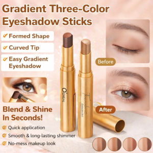 Matte Fine Shimmer Eyeshadow Stick Long Lasting Cream Formula Gradient Three Color Easy Blend Eye Makeup Pencil