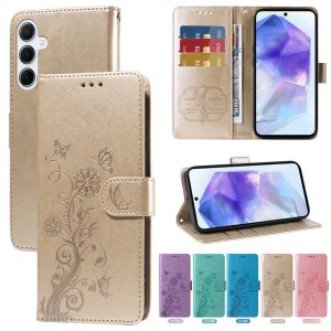 For Samsung Galaxy M55 M35 M15 M54 M34 M14 M32 M22 M12 Phone Case Lucky Flower Magnetic Leather Wallet with Stand Card Slot Flip Case Casing