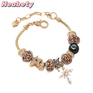 Heabety Leopard Print Starry Night Luxury Bracelet For Women Trendy Beaded Jewelry High-End Fashion Accessories