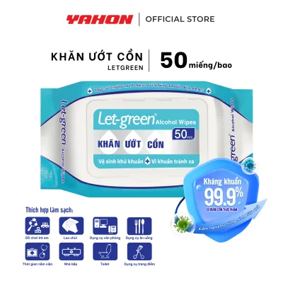 Khăn Ướt Cồn LET-GREEN 50 Miếng | Sạch Khuẩn Tức Thì