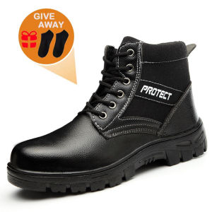 TOMITANY Mens Fashion Boots Safety Shoes High Cut Sewed And Vulcanized Leather Safety Shoes Boy Footwear Walking Shoes Comfort