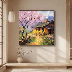 Tranh treo tường in vải canvas thiên nhiên Tây Bắc mùa xuân - 70 x 70 cm