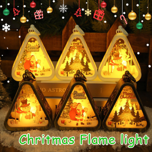 Vintage Christmas LED Night Lights Hanging Lantern Home Xmas Desktop Ornaments Party Decor Supplies