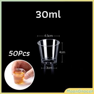 M.G. 50pcs Disposable Plastic Cup Transparent Household Meal Cup Wedding Cups 30ml 50ml