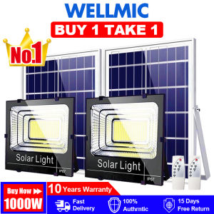 WELLMIC 1000W Solar Led Lights IP67 Waterproof Outdoor Light 100% Original Solar Automatic Night Light Solar Light Remote Control White Light 10 Years Warranty