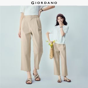Giordano Beau Monde Women Stretch cotton pleated half elastic waist pants Free Shipping 13426424