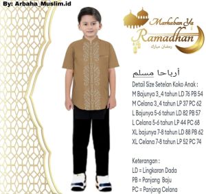 Baju Koko Anak Laki-Laki Terbaru Setelan Koko Anak Kombinasi Bordir Baju Muslim Kemeja Koko Anak