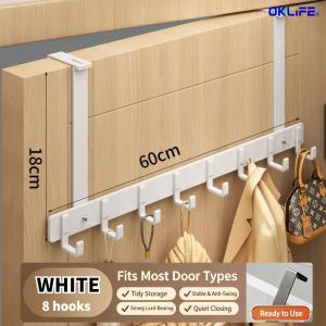 [OKLIFE®]Over‑Door Hanging Hook Rack Adjustable No‑Punch Door Back Organizer Hanger for Coat Towel Bag Hat Storage