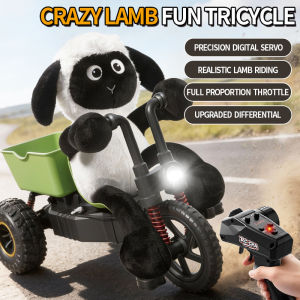 2.4G RC Car Little Lamb Tricycle Crazy Fun Drift Stunt High Speed Racing LED Light Full Proportional Remote Control Cartoon Sheep Cycling Vehicles Modes
