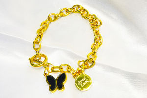 [TSK stainless]Paper Clip Stainless Gold Bracelet