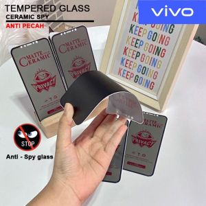 ( ANTI PECAH ) Antigores Kaca CERAMIC MATTE (BLACK) TEMPERED GLASS PRIVASI/SPY FOR VIVO Y12 Y15 Y17 Y20 Y20S Y12S Y15S Y30 Y50 S1 S1 PRO V15 PRO V17 V20 SE Y53S Y21 Y21S Y33S Y33T Y75 5G - Tempered Glass - Pelindung Layar - Anti gores HP VIVO - Antigores
