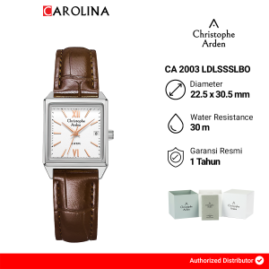 Jam Tangan Wanita Christophe Arden CA 2003 LDLSSSLBO White Dial Brown Leather Strap