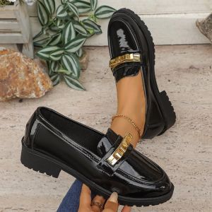 Chunky Heel Loafers For Women 2026 Summer New Vintage Style Slip-On Loafers