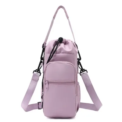 STAR-GIRL Adjustable Strap Water Bottle Bag Insulated Protective Sleeve Thermos Bottle Holder Travel Sling Bag with Phone Pocket Vacuum Cup Carrier Cover for Outdoor