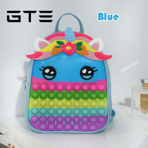 GTE Pop It Kids Backpack Fidget Toy Unicorn Rodent Pioneer Silicone Bag Large Capacity School Bag - Fulfilled by GTE SHOP