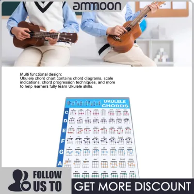 ammoon Fesjoy Laminated Ukulele Chord Learning Chart with Rich Chord Diagrams for Easy Grasping (S 48x20x57in)