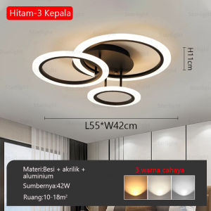 Lampu Plafon Minimalis Modern Lampu langit-langit kamar tidur ruang tamu 3 warna LED lampu hias ruang rumah Lampu ruang tamu