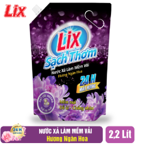 Nước xả làm mềm vải Lix túi 2.2kg sạch thơm hương nắng tinh khôi/hương ngàn hoa/hương nắng hạ