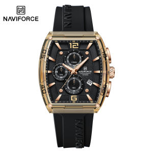NAVIFORCE Original Mens Chronograph Watch Quartz Movement Sports Outdoor Silicone Strap Waterproof 50m Luminous Hands Second Hand Chronograph Date Square Mens Boy Fashion Accessories Watch NF6101