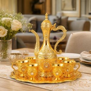 COSE Luxury Turkish Tea Set Multifunctional Metal Coffee Pot Set Serving Tea Set Decorative Vintage Wine Set Home