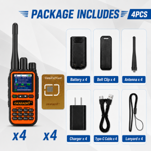 OKARADIO POC U88 Walkie Talkie Portable Dual Mode 4G LTE Nationwide Unlimited Range UHF Repeater Push-to-Talk Two-Way Radio 1 Year SIM Card