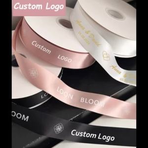 Custom-printed ribbons polyester ribbons with personalized logo printing satin ribbons for weddings birthday parties decorative bows and craft projects.