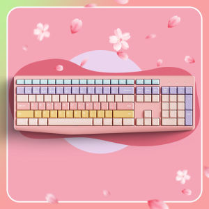 314BOW K161D Colorful BT and USB Wireless Dual-Mode Keyboard B Keys Gradient Color Cute Ergonomic Green Pink Keyboards Battery Version Curved Keycaps for Laptop Desktop PC