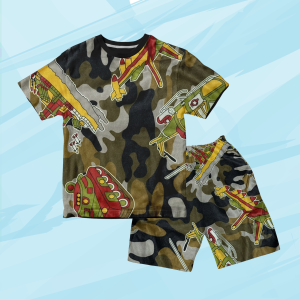 Code8.id Baju Kaos Setelan Printing Anak Laki Laki Karakter Kartun Motif Army Lucu 1 - 10 Tahun