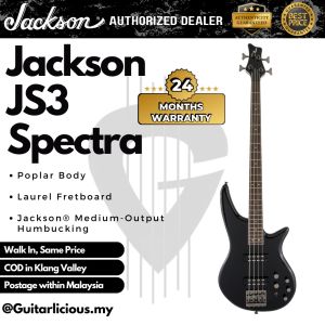 Jackson JS Series Spectra JS3 Bass Guitar Laurel FB Gloss Black (JS-3 / JS 3 BK )