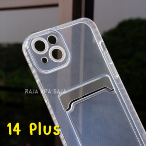 Softcase For IP 14 14+ Pro Max Plus Case Card Holder Slot Kartu Casing Kesing Silikon Bening Dompet