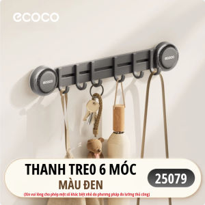 Thanh treo chịu lực ECOCO 6 móc treo hít chân không thế hệ mớiMóc đa năng di chuyển thông minh treo đồ dùng bếpnhà tắm