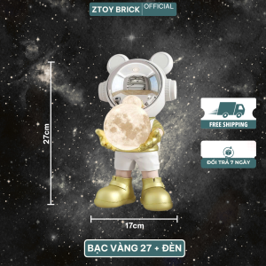 Mô Hình Tượng Đèn Trang Trí Phi Hành Gia Bạc Vàng 27 + Đèn Decor Nhà CửaTượng Phi Hành Gia