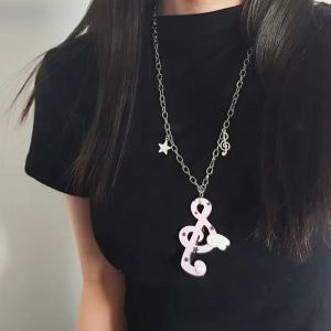 OUREAL Sweater Chain Musical Note Necklace Ancient Design Millennium Style Subculture Jewelry Adjustable Sweet Theme Y2K Sweater Chain For Girls Women