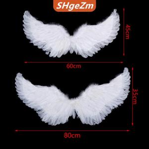 [COD] SHgeZm Swallow Shape Trắng thiên thần lông cánh với dây đai đàn hồi cho trẻ em bên Cosplay Halloween trang trí sinh nhật