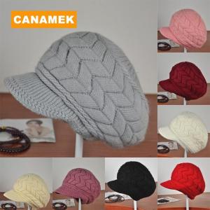 【CANAMEK】 Women Knitted Hat Winter Warm Knitted Baggy Beret Beanie Hat Ski Hat