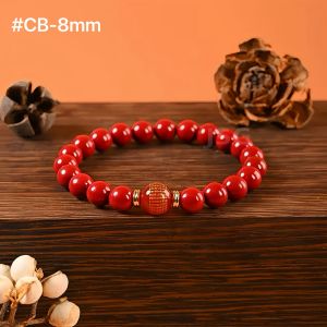 Natural Cinnabar Mantra Lucky Bracelet Feng Shui Amulet Prosperity Purple Red Cinnabar Reiki