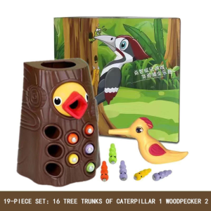 Kids Toy Magnetic Wooden Woodpecker Catch the Worms Animal Game Toy for Baby Fishing Insect Birthday Toy Gifts